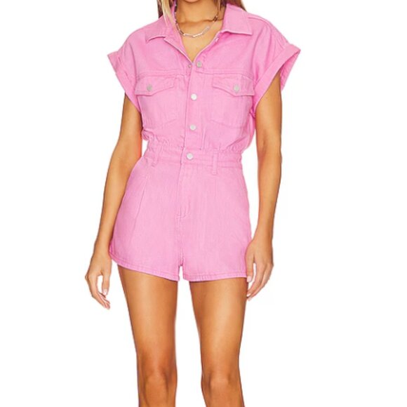 REVOLVE Pink Denim Romper (Like New) - Picture 2 of 10